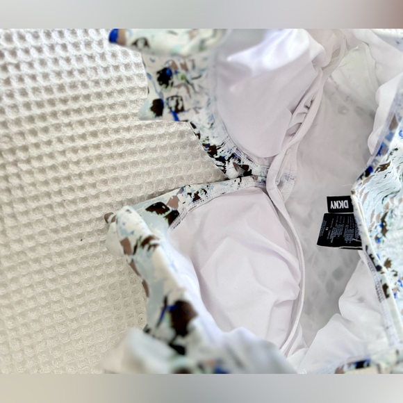 DKNY Ruffle Plunge Underwire Tummy Control One Piece Swimsuit White Swimwear - Picture 14 of 16